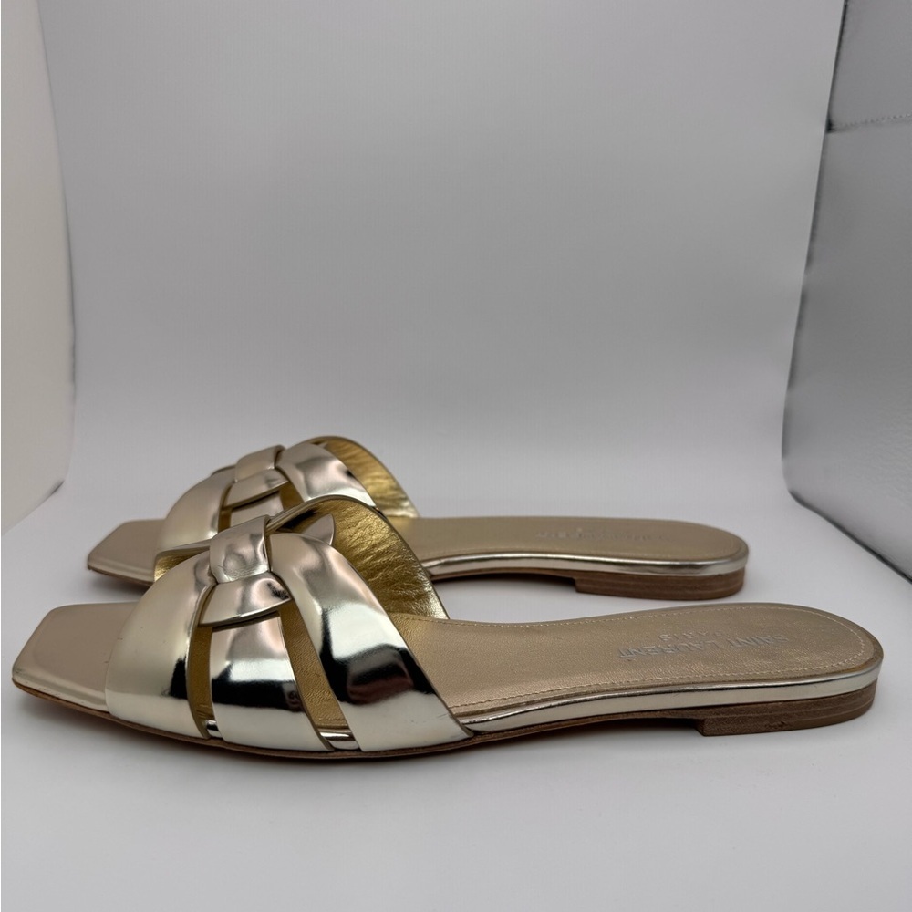 Saint Laurent Metallic Gold Nu Pieds 05 Slide Sandals Size 39 - Picture 7 of 12